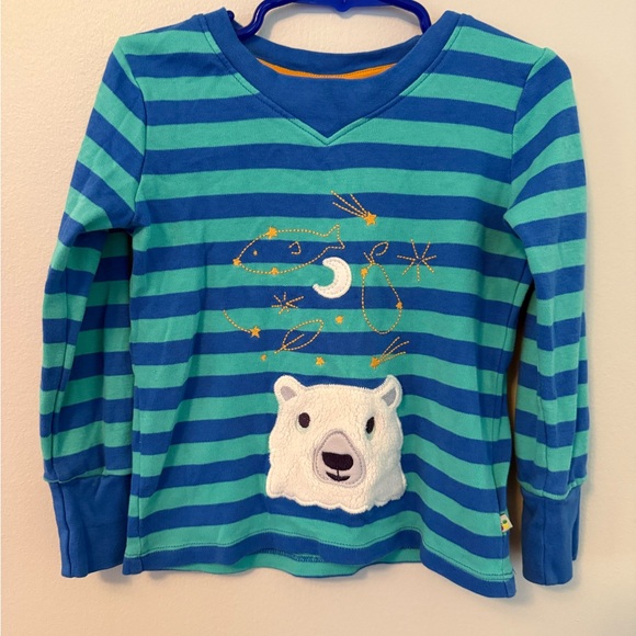 Frugi Other - Frugi Blue and Green Striped Organic Cotton Polar Bear Shirt